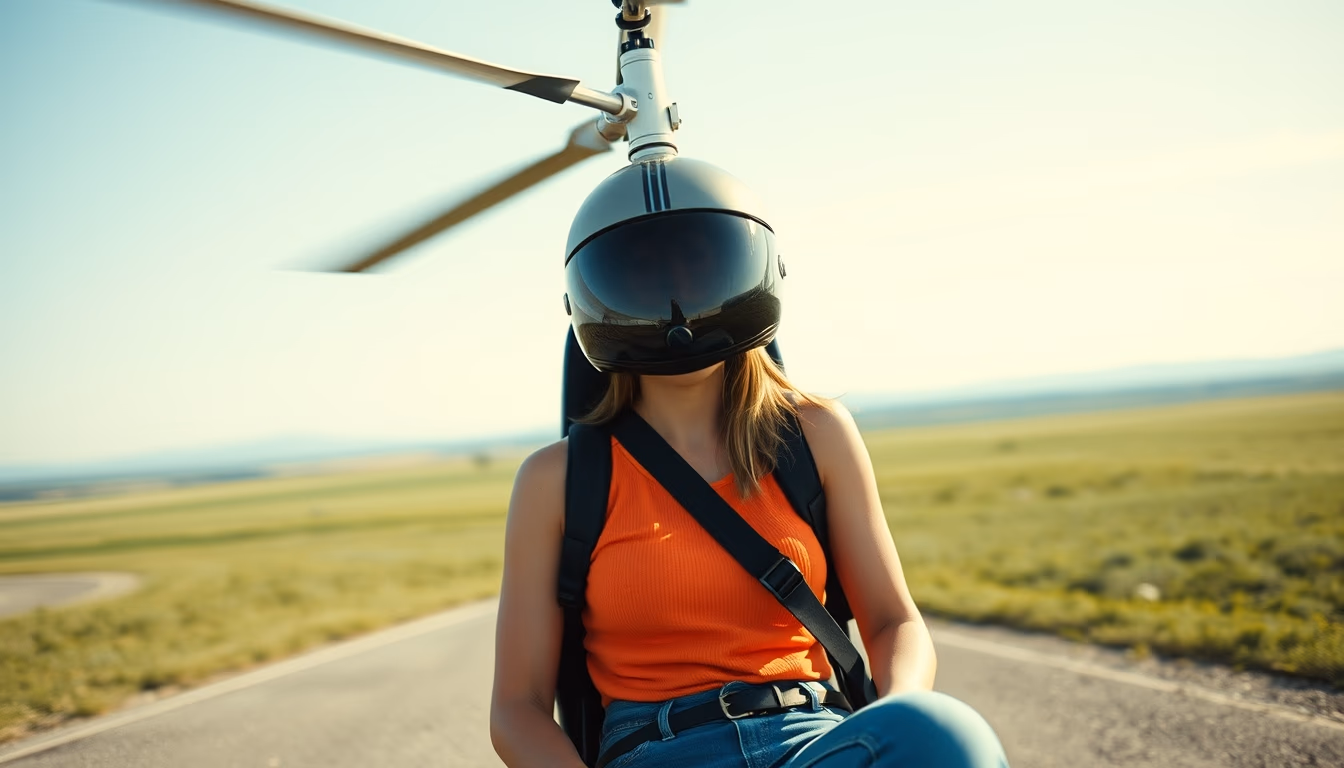 gyrocopter autogyro in editorial style