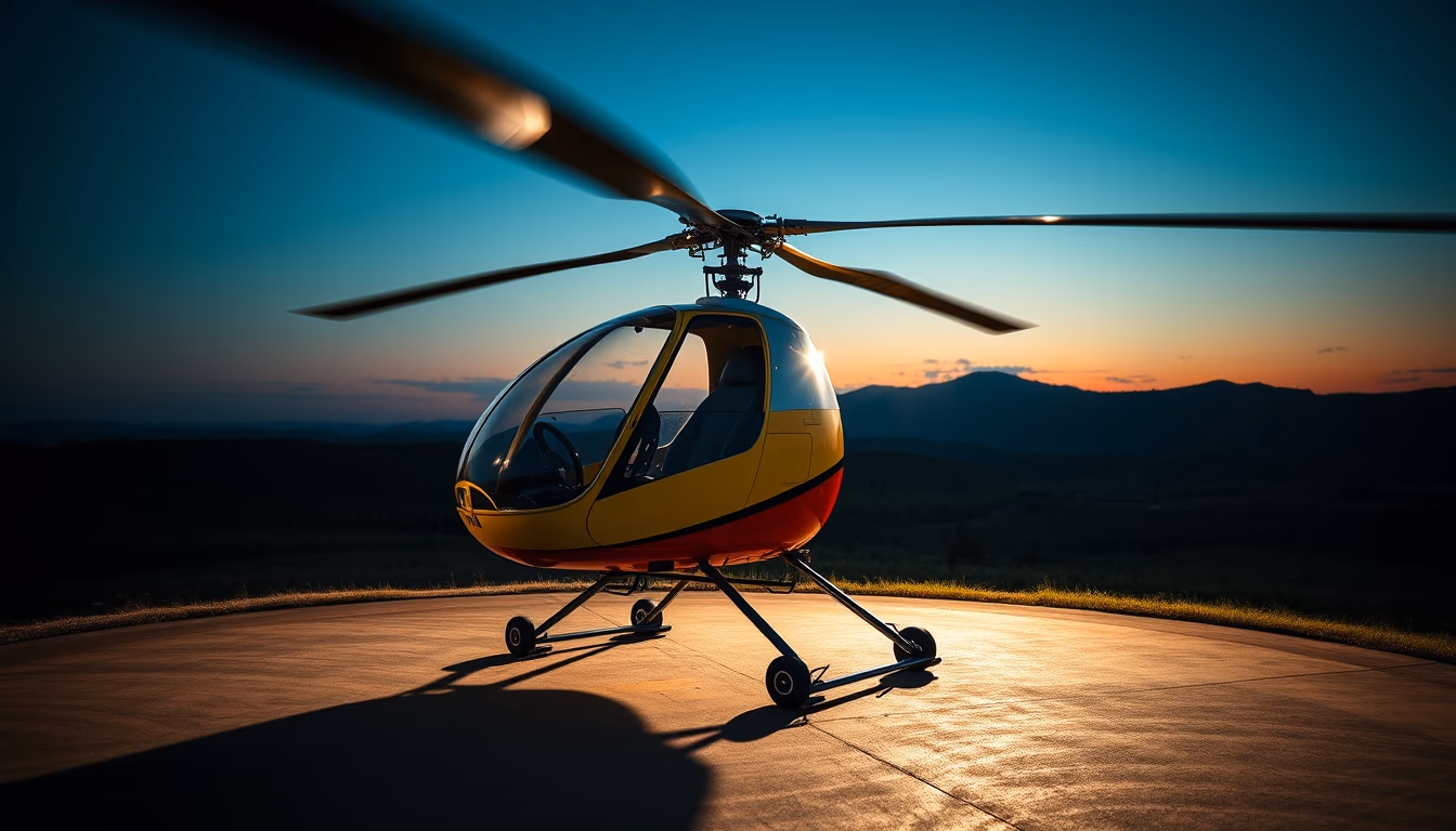 gyrocopter autogyro in editorial style