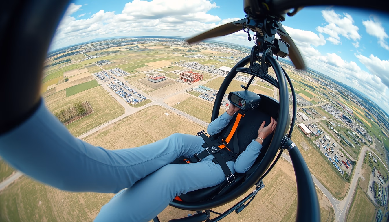 gyrocopter autogyro in editorial style