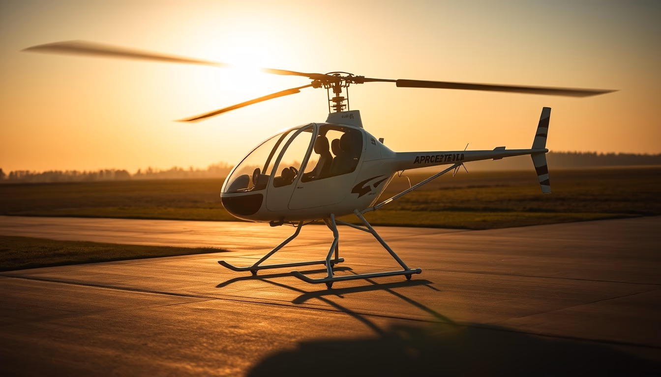 gyrocopter autogyro in editorial style