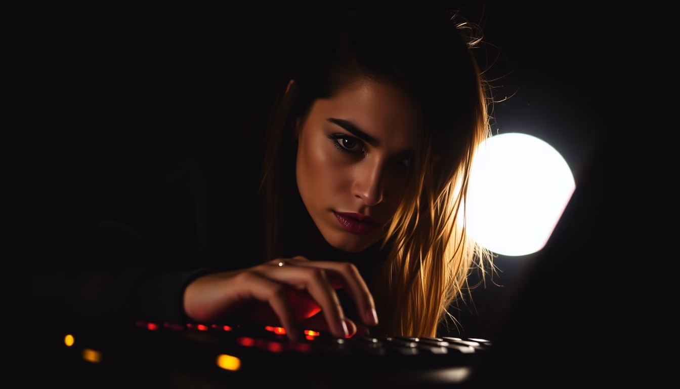 hacker keyboard dark in editorial style