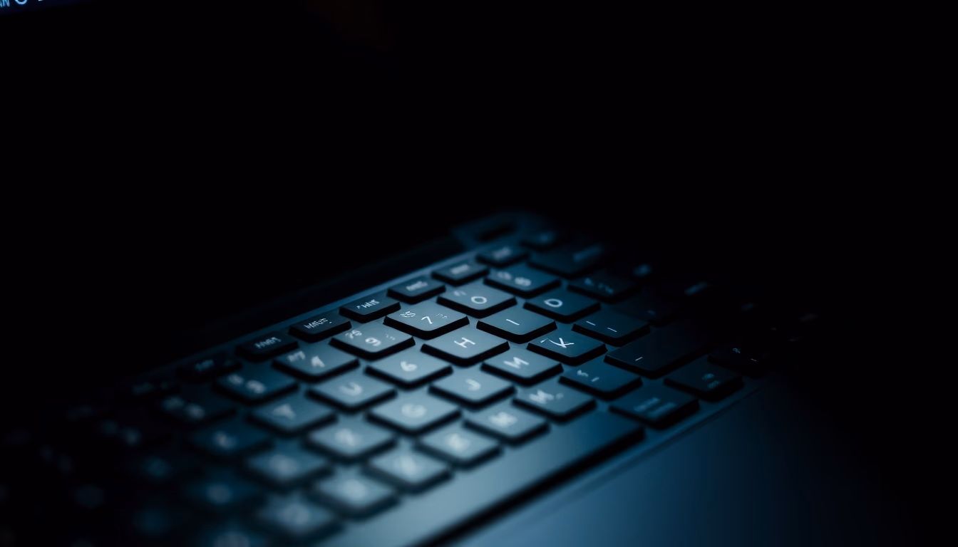 hacker keyboard dark in editorial style