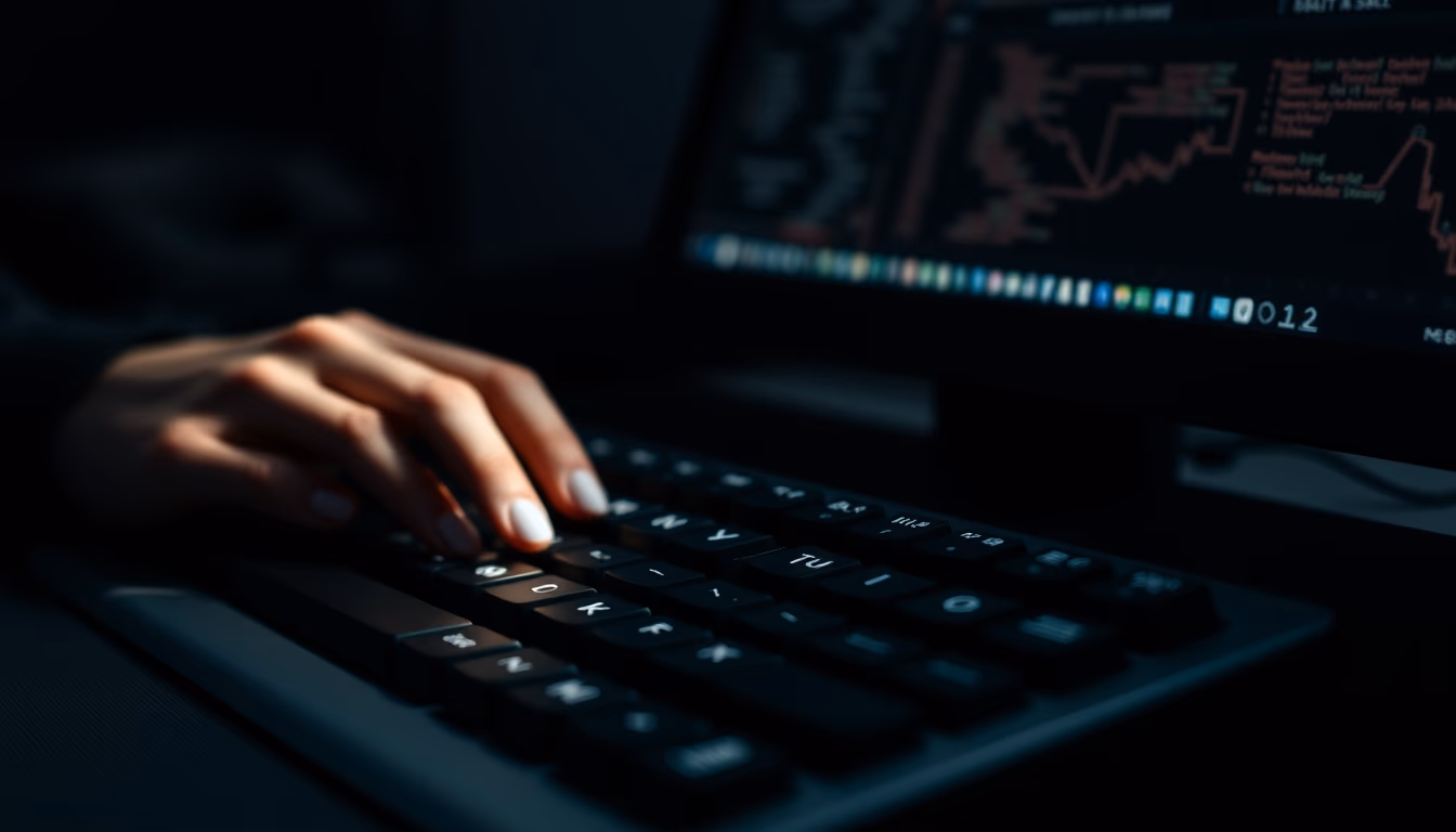 Hacker keyboard dark em estilo editorial