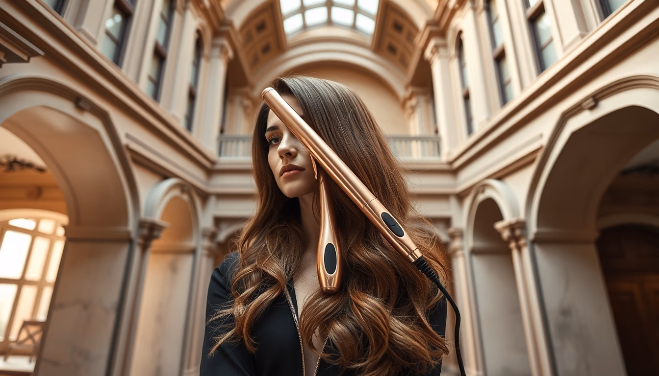 hair styling tools rose gold in editorial style