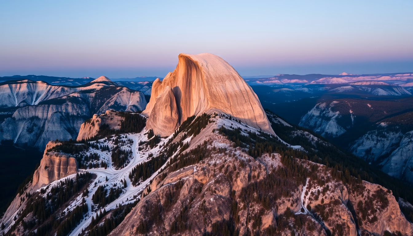 half dome yosemite in editorial style