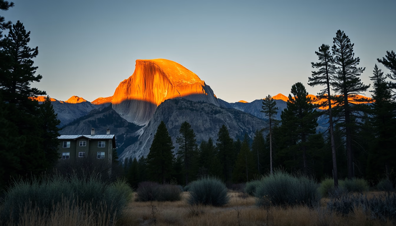 half dome yosemite in editorial style
