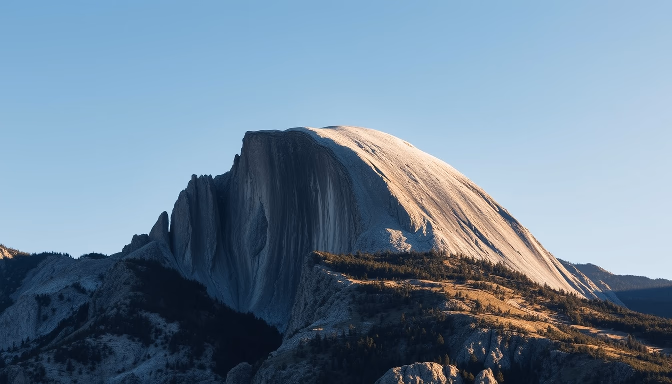 half dome yosemite in editorial style