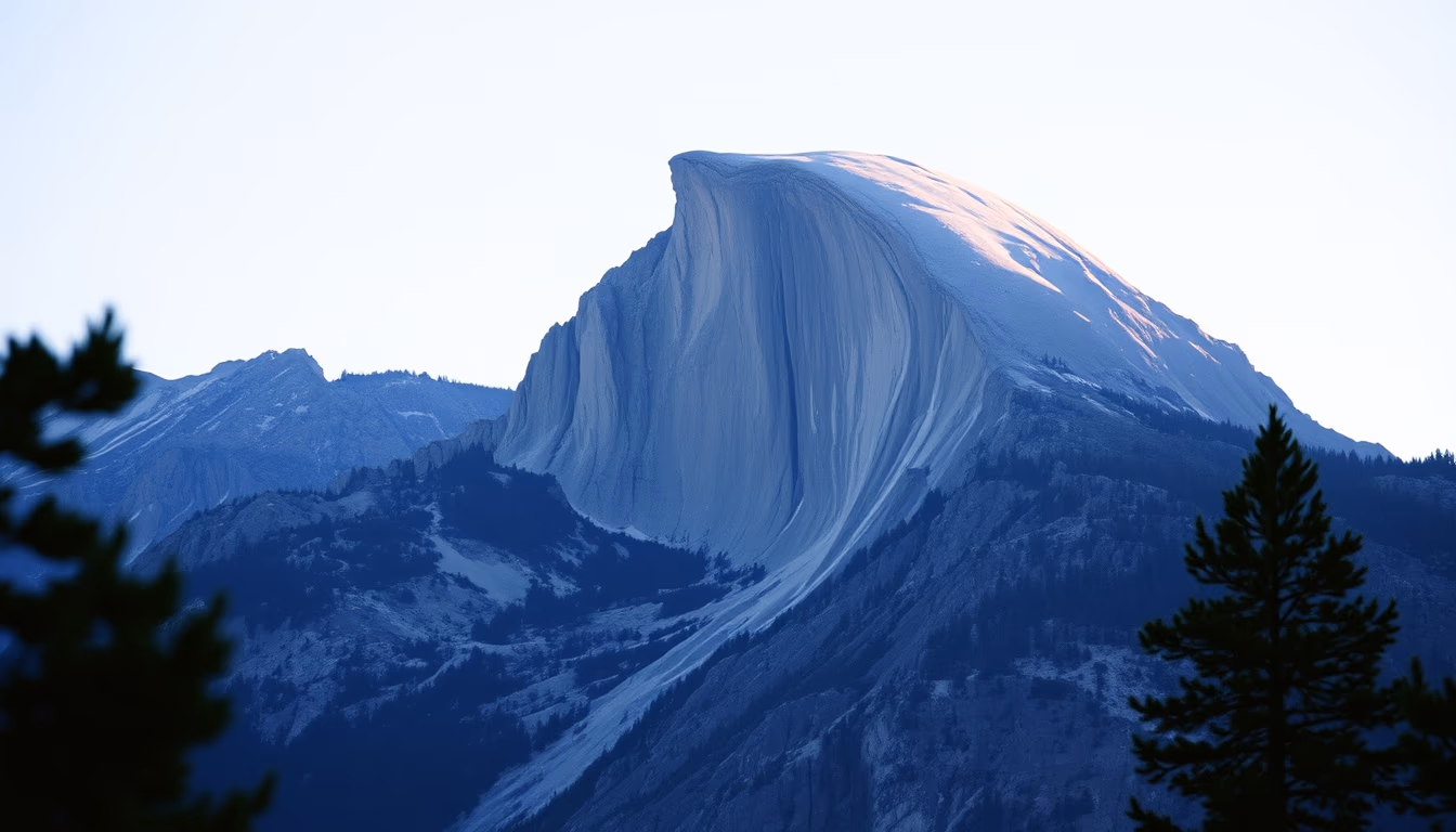 half dome yosemite in editorial style