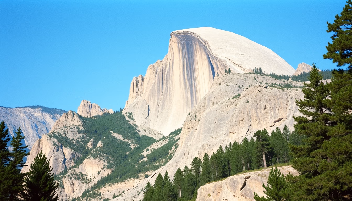 half dome yosemite in editorial style