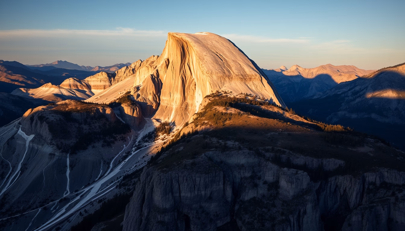half dome yosemite in editorial style