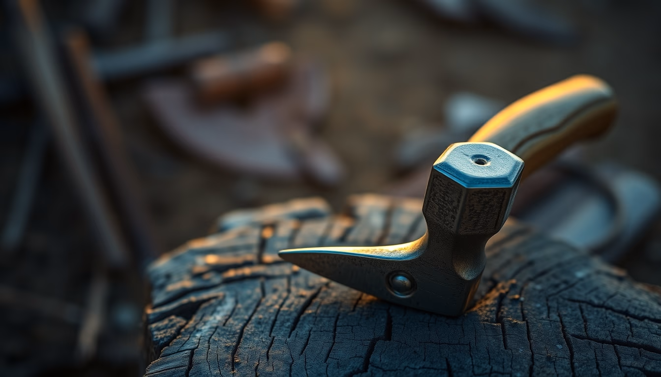 hammer claw on wood in editorial style