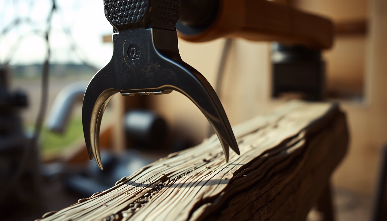 hammer claw on wood in editorial style