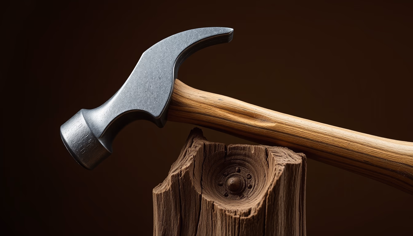 hammer claw on wood in editorial style