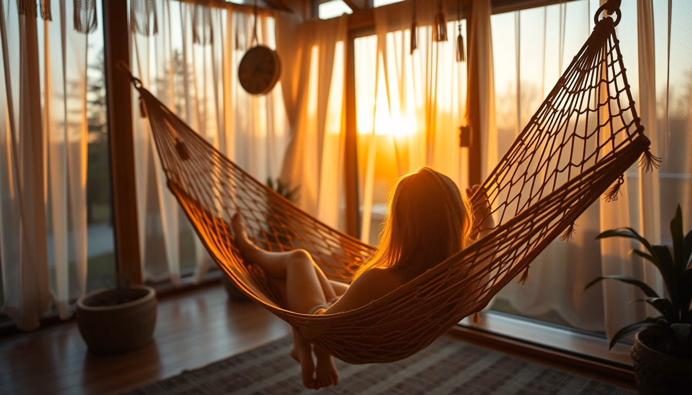 hammock indoor cozy in editorial style