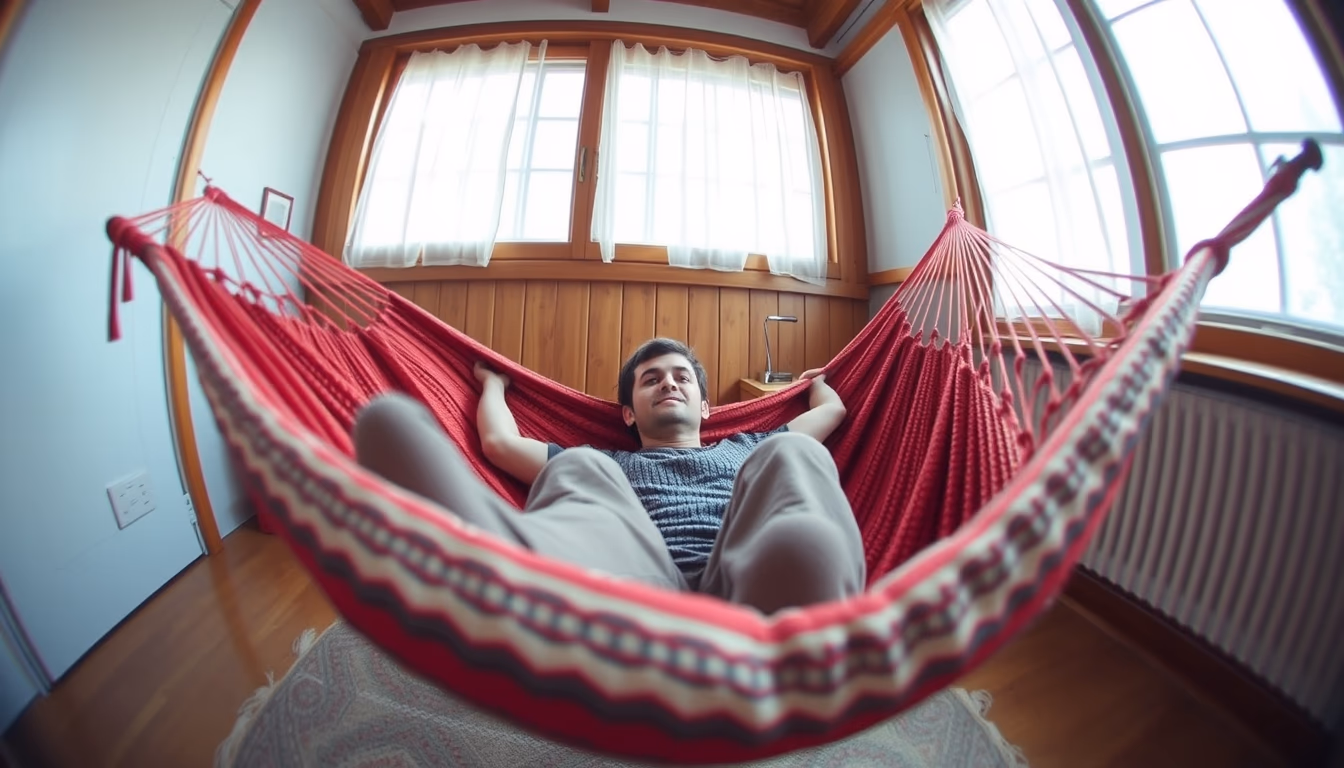 hammock indoor cozy in editorial style
