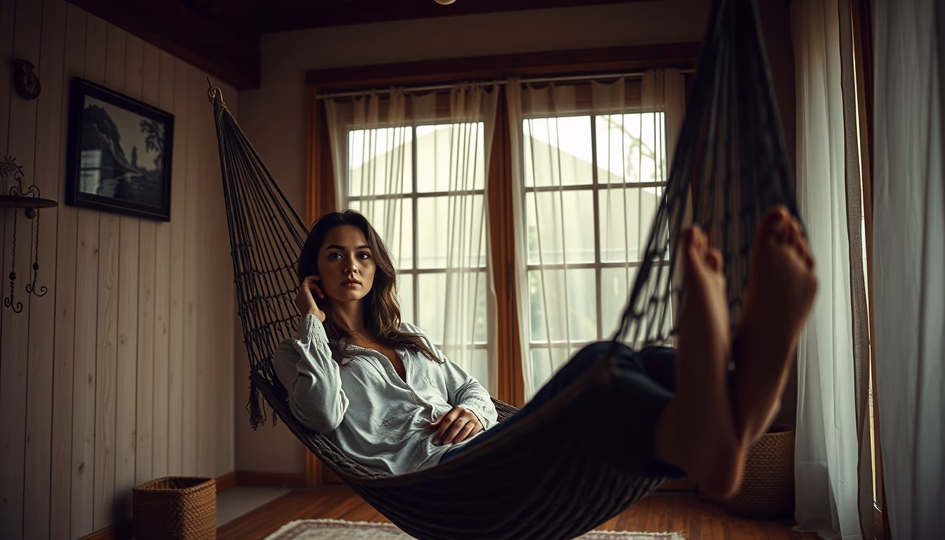 hammock indoor cozy in editorial style