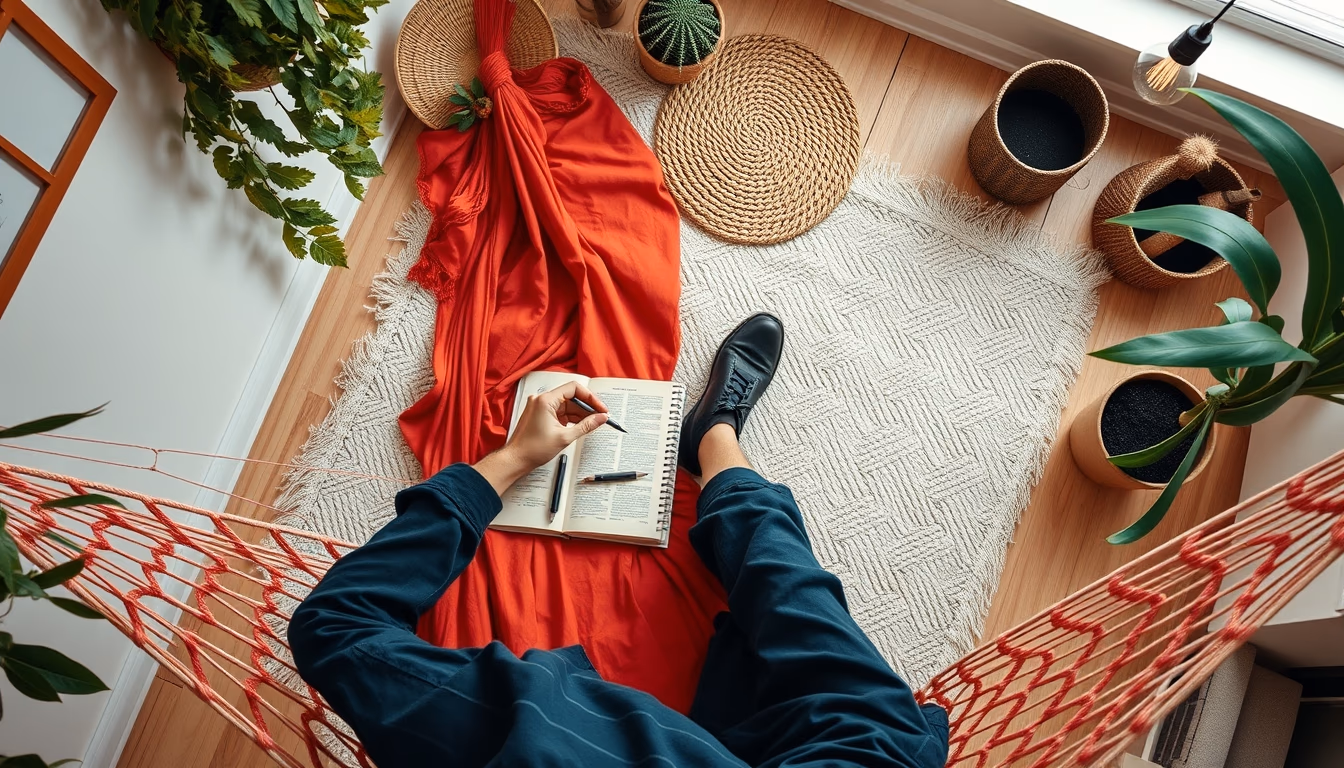 hammock indoor cozy in editorial style