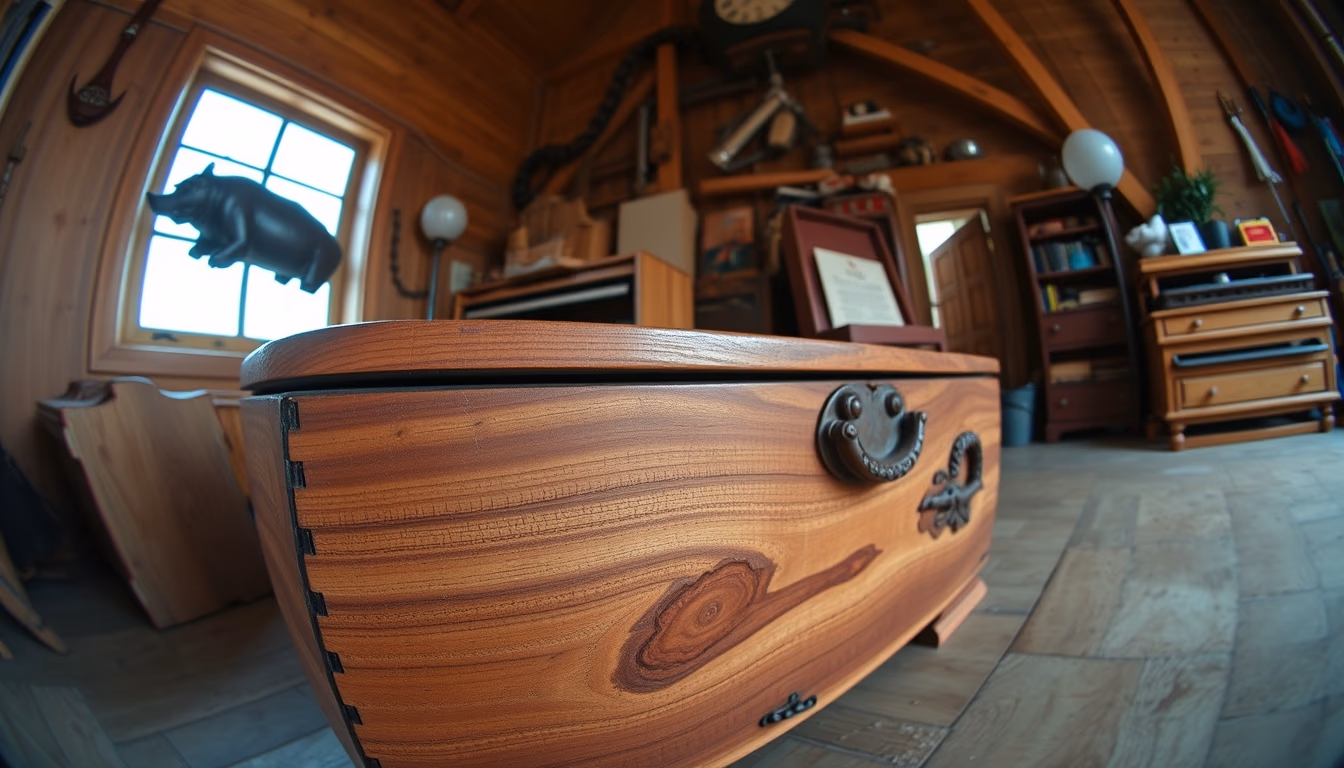hand carved chest cedar in editorial style