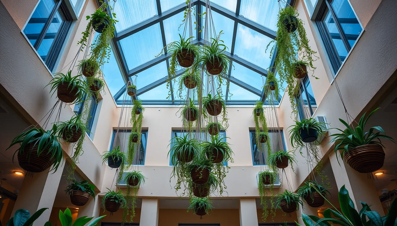 hanging plants vertical garden in editorial style