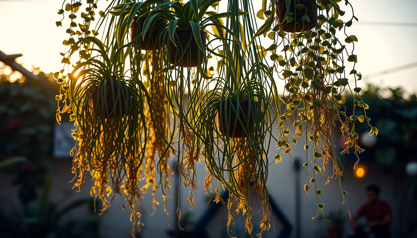 hanging plants vertical garden in editorial style