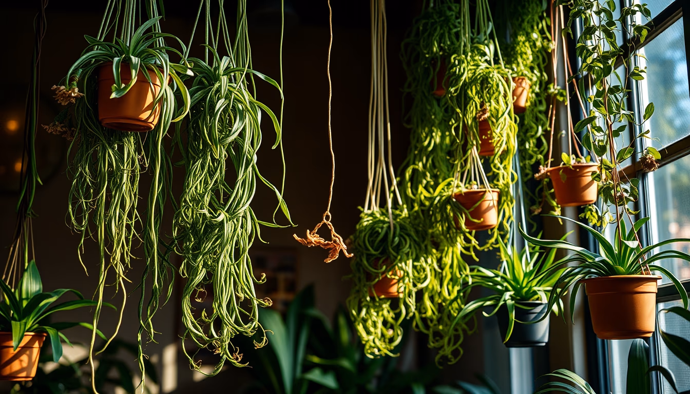 hanging plants vertical garden in editorial style