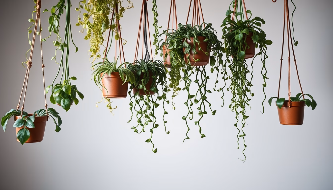 hanging plants vertical garden in editorial style
