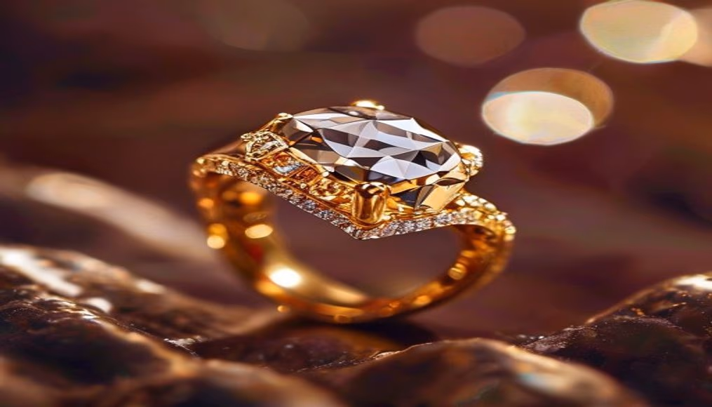happy diamonds ring chopard floating in luxury editorial photography