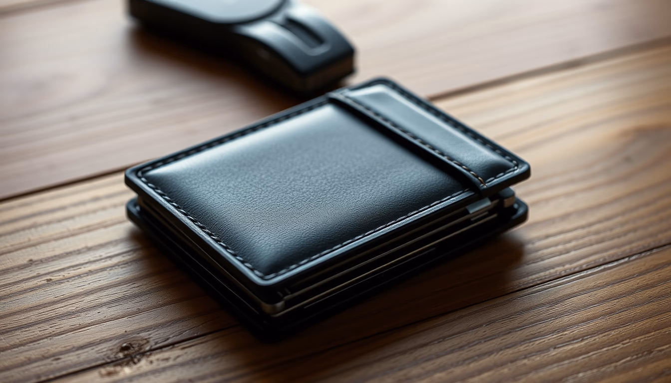Hardware wallet on wooden desk closeup em estilo editorial