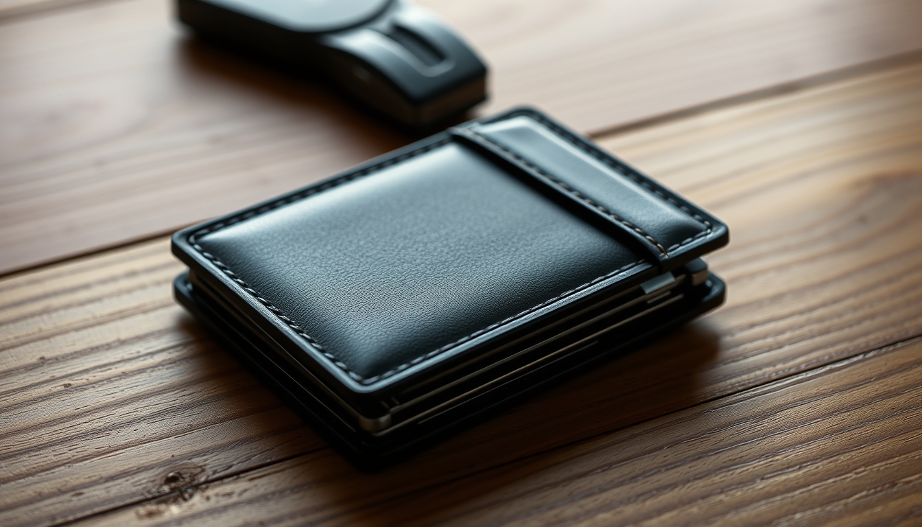hardware wallet on wooden desk closeup in editorial style
