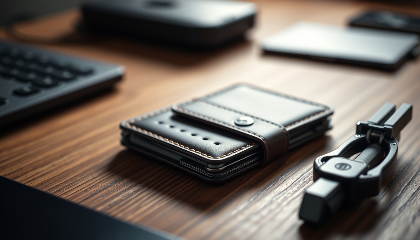 hardware wallet on wooden desk closeup in editorial style