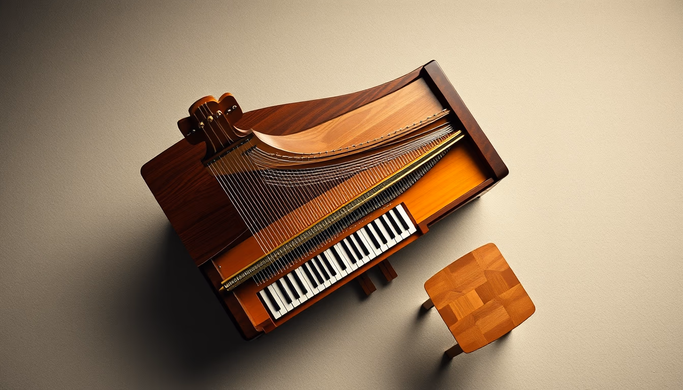 harpsichord baroque in editorial style