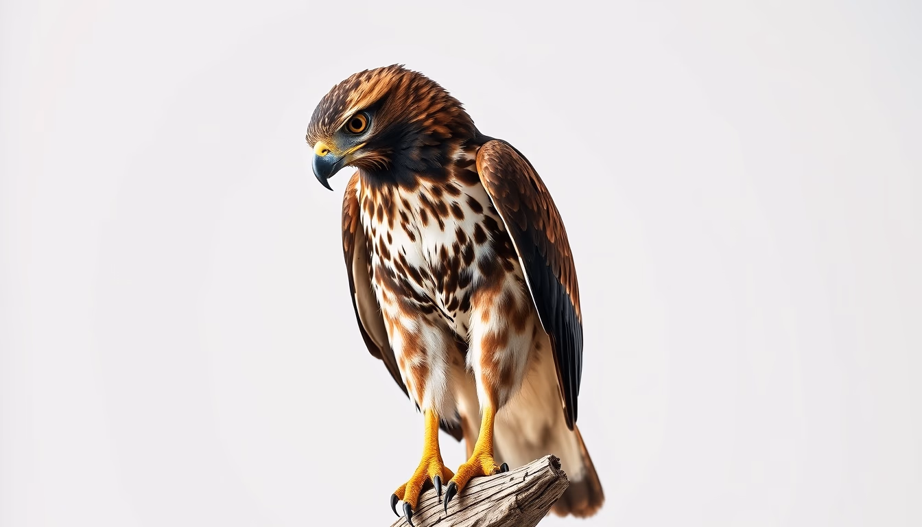 harris hawk perched in editorial style
