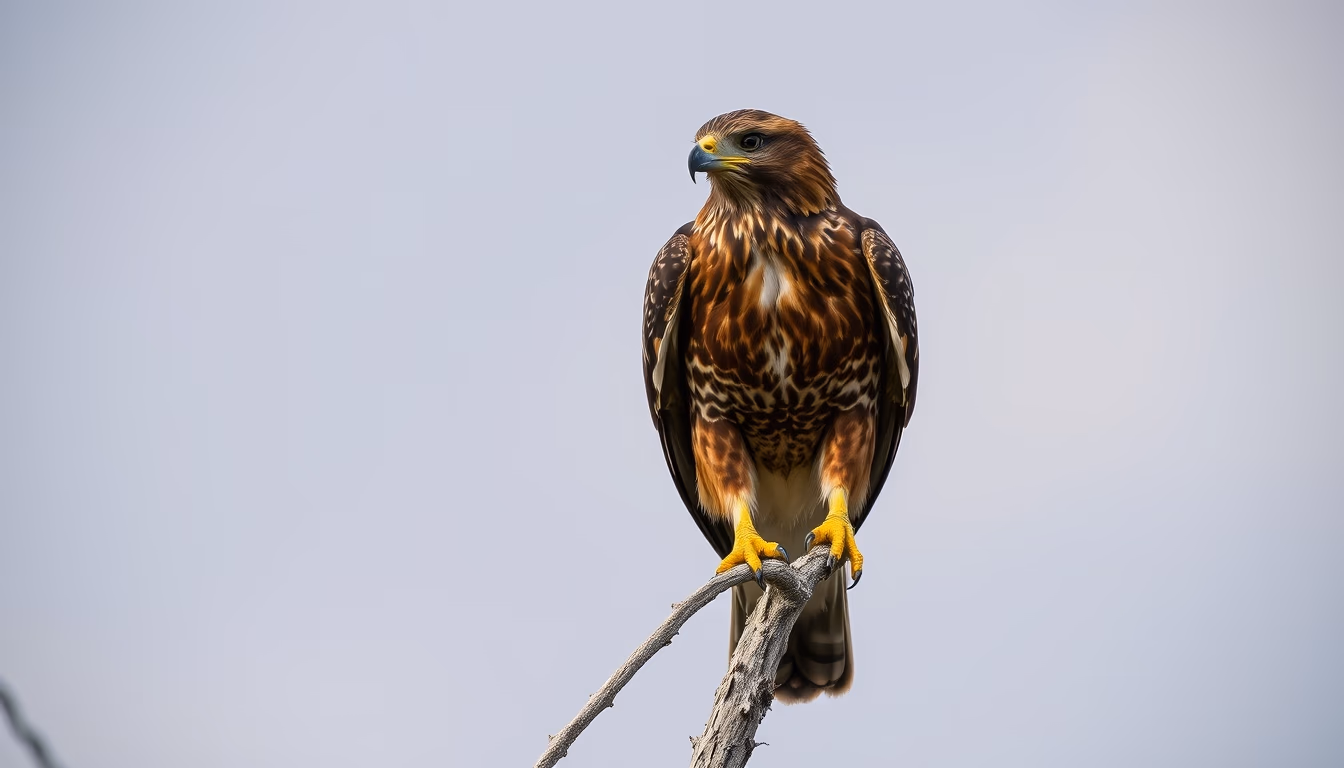 harris hawk perched in editorial style
