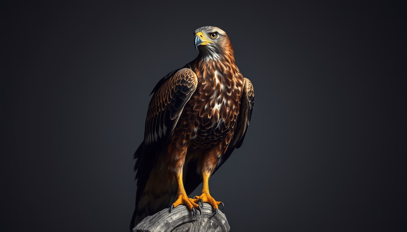 harris hawk perched in editorial style
