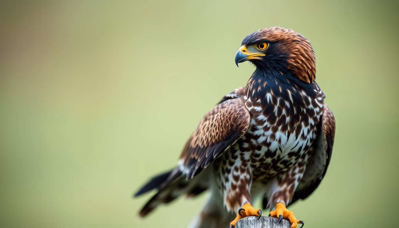 harris hawk perched in editorial style
