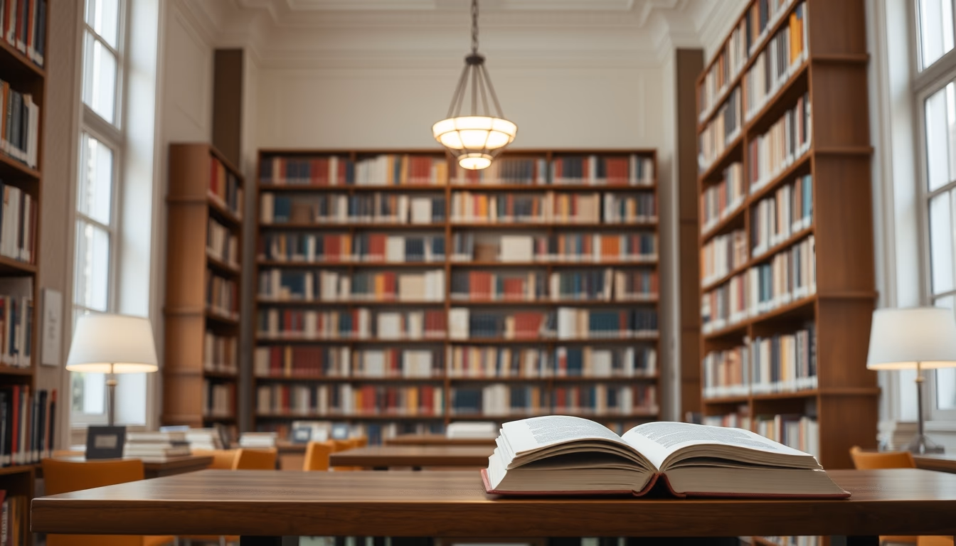 harvard library reading room in editorial style