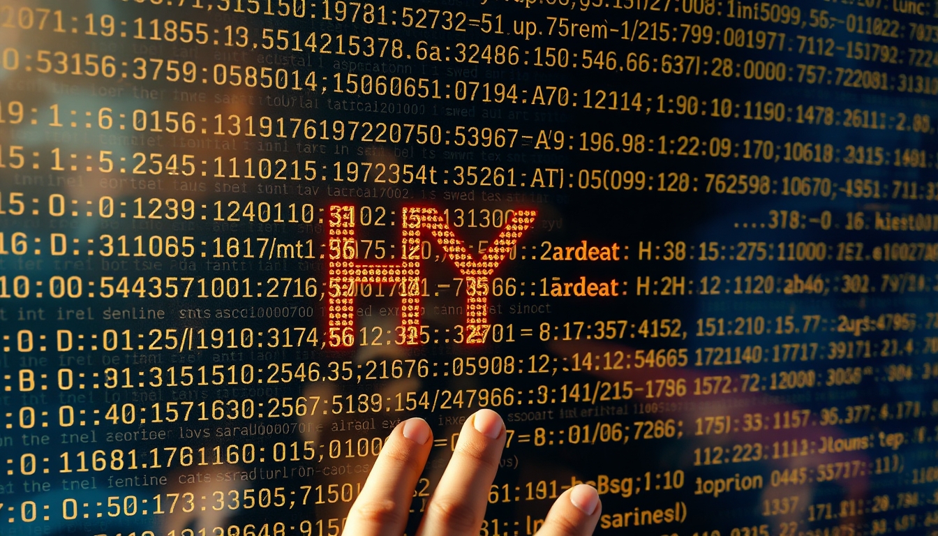 Visualização de função hash equações criptográficas em tela de vidro em estilo editorial