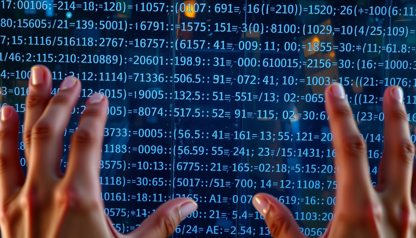 Visualização de função hash equações criptográficas em tela de vidro em estilo editorial