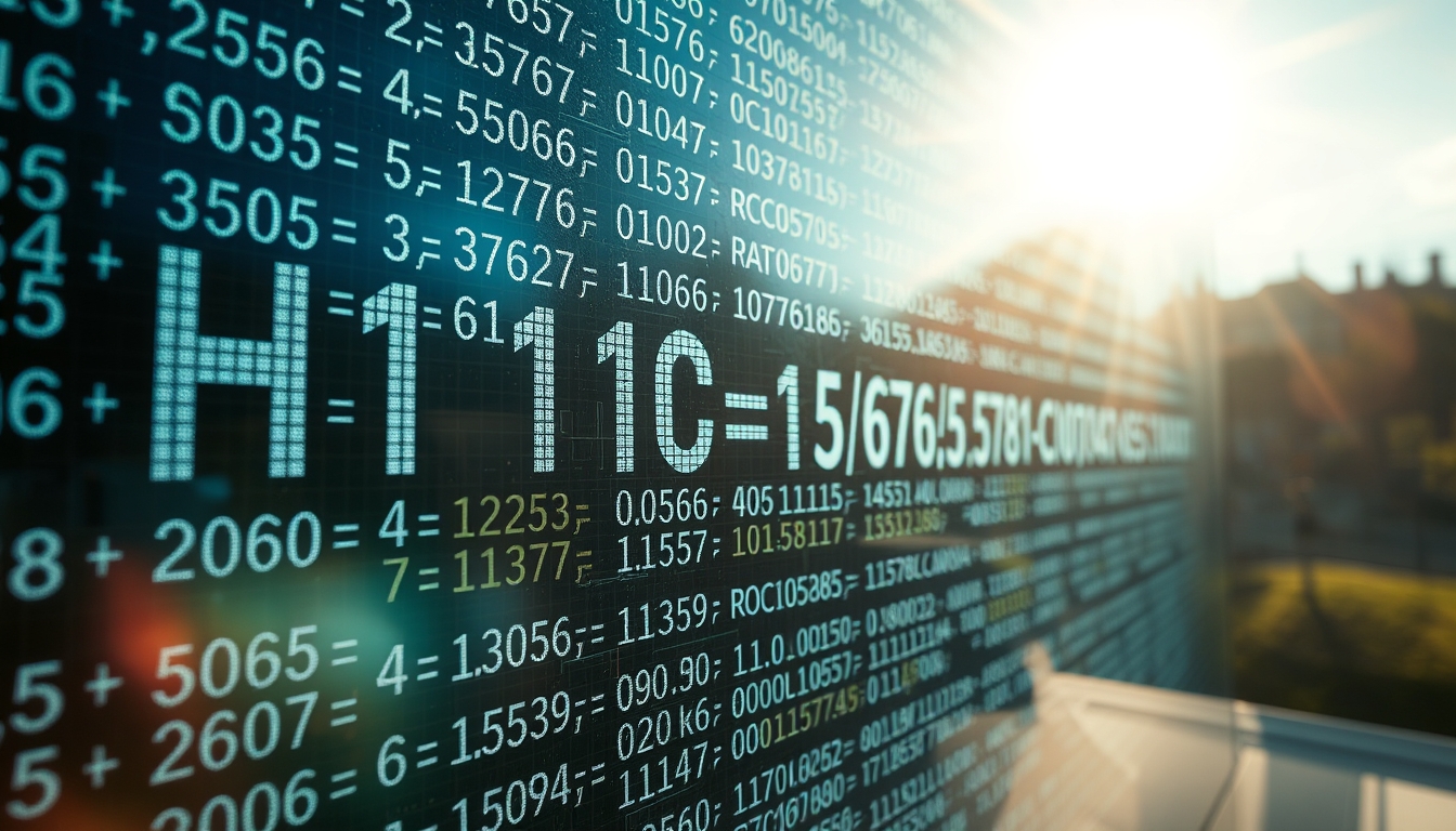 Visualização de função hash equações criptográficas em tela de vidro em estilo editorial