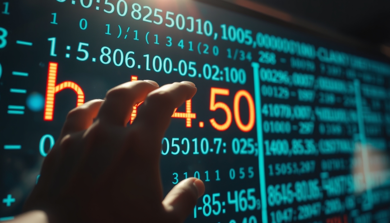 Visualização de função hash equações criptográficas em tela de vidro em estilo editorial