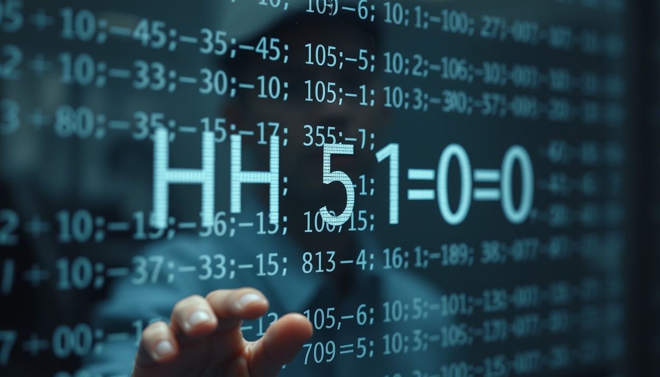 Visualização de função hash equações criptográficas em tela de vidro em estilo editorial