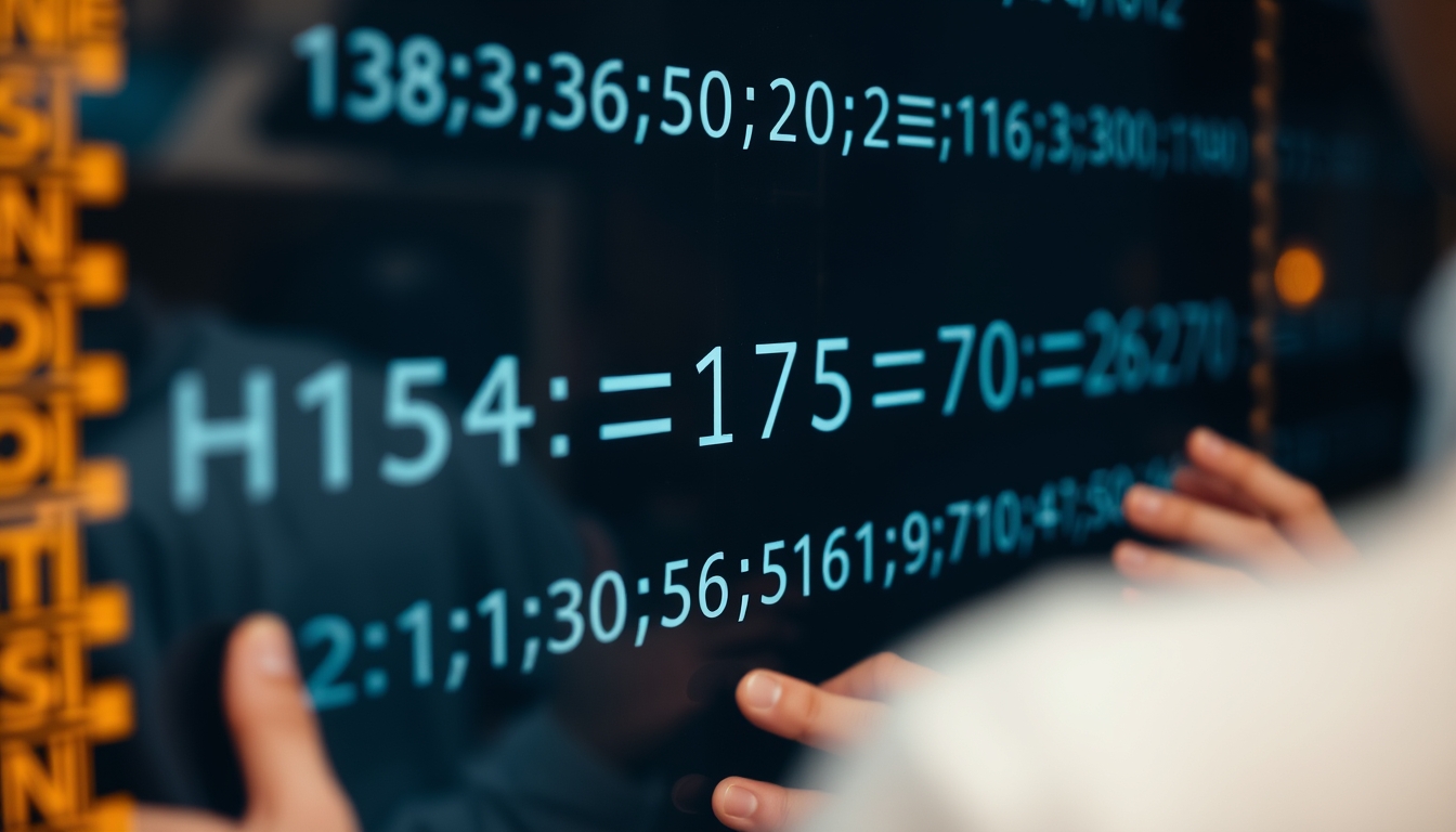 Visualização de função hash equações criptográficas em tela de vidro em estilo editorial