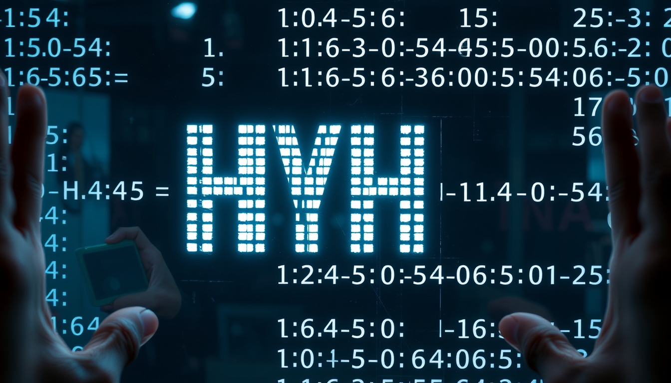 Visualização de função hash equações criptográficas em tela de vidro em estilo editorial