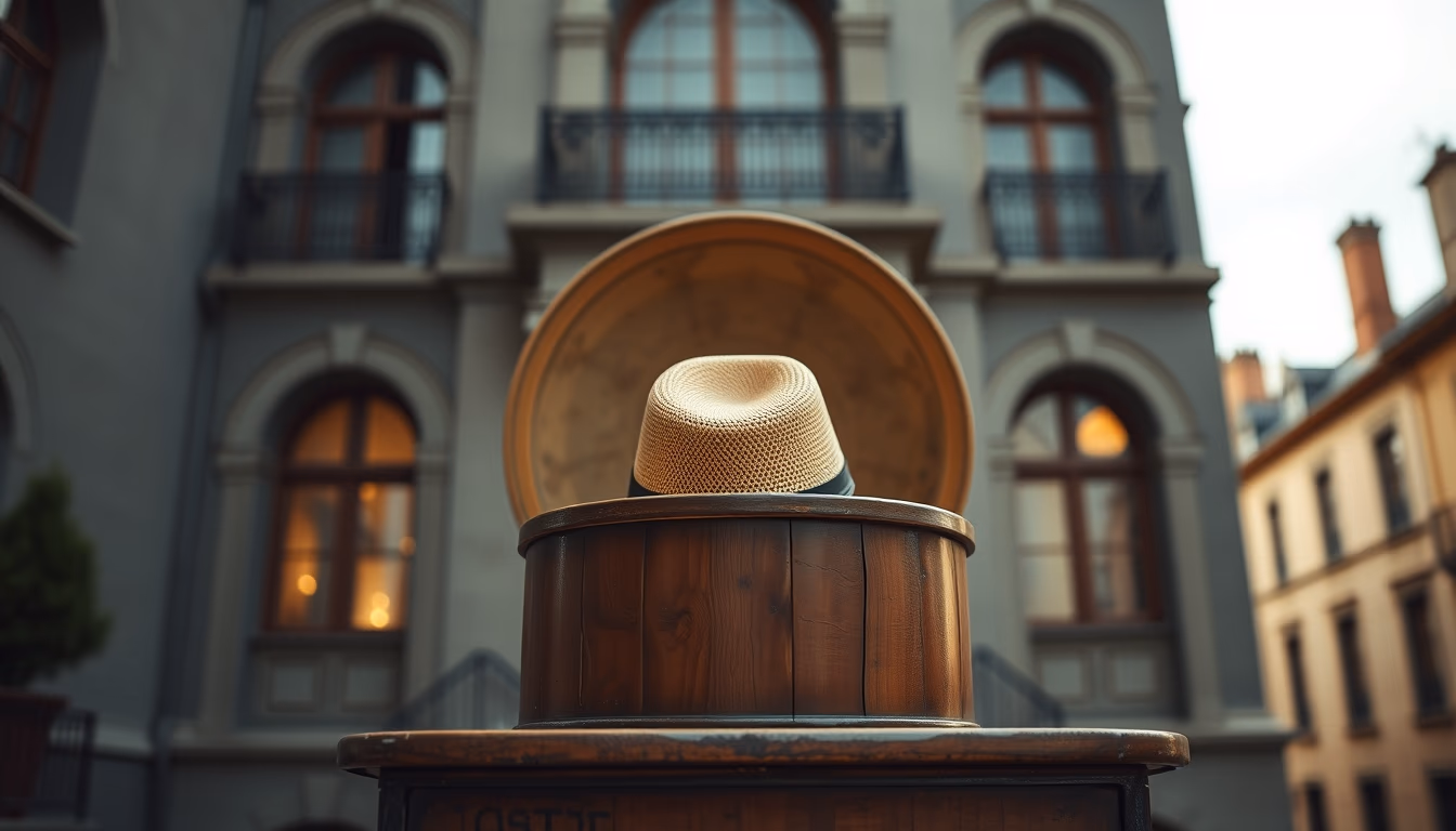 hat box round vintage in editorial style