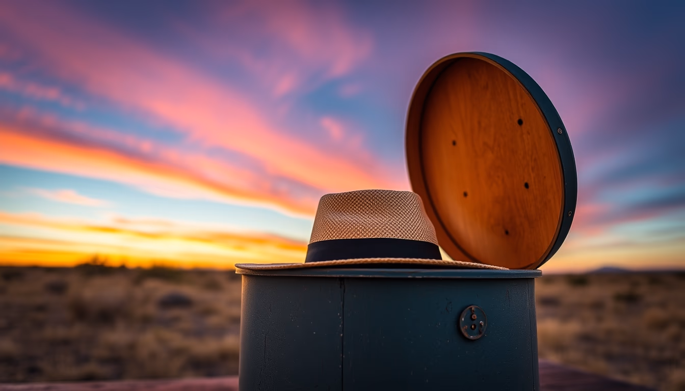 hat box round vintage in editorial style
