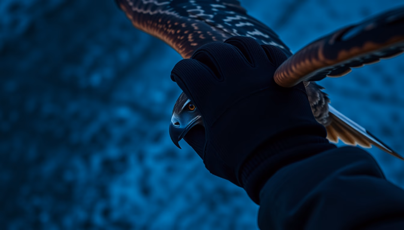 hawk training glove in editorial style