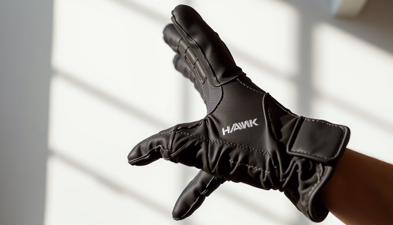 hawk training glove in editorial style