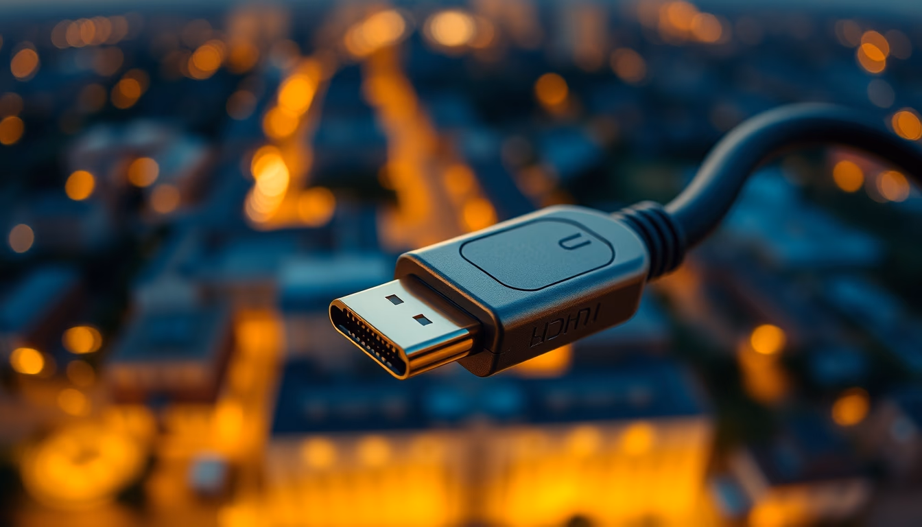 hdmi cable golden in editorial style