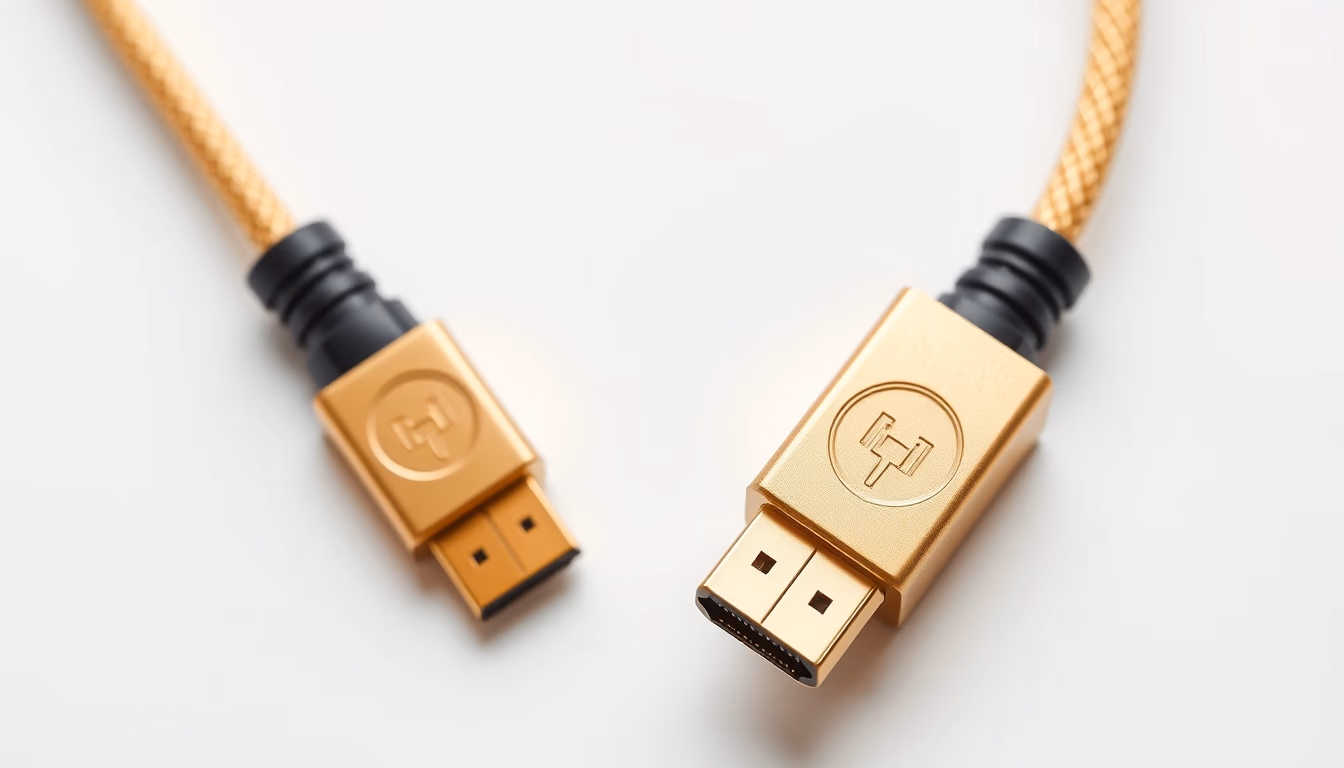 hdmi cable golden in editorial style