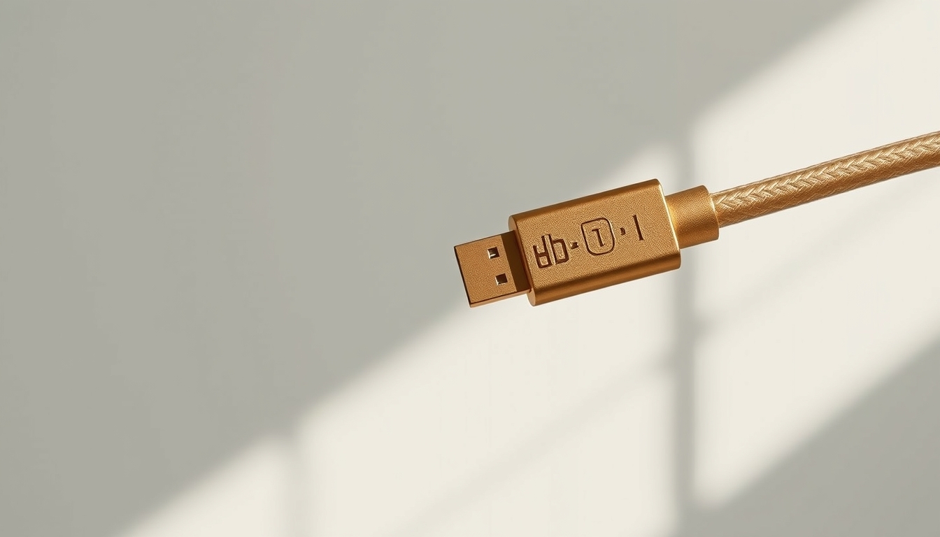hdmi cable golden in editorial style